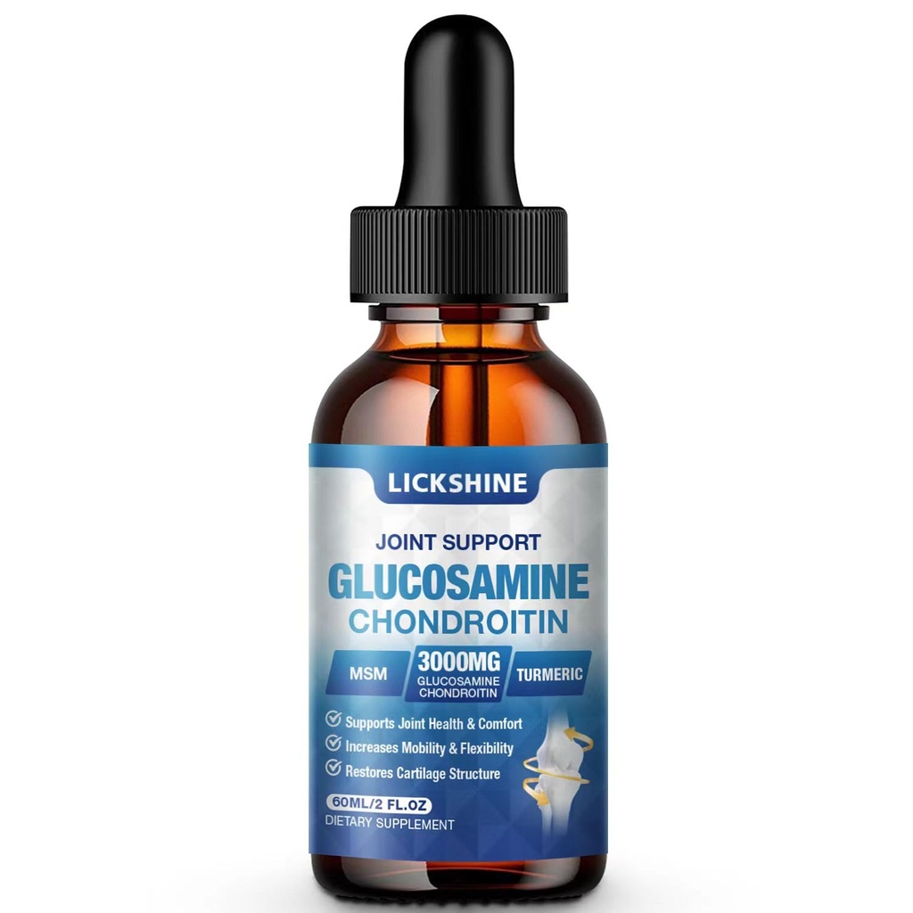 1 Pack Glucosamine Chondroitin MSM Liquid Drops - Extra Strength Joint Support Supplement för vuxna med Quercetin Boswelia, Bromelain, Hyaluronic Acid, Antioxidant Immune Support (2 Fl oz)
