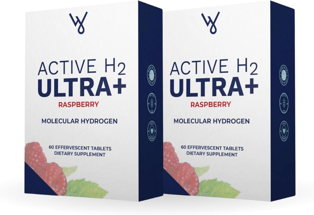 Aktiv H2 Ultra + Vätevattentablett, naturlig hallon. Optimera hälsa, stöd immunitet och balans antioxidanter med fördelar med molekylärt väte 120 portioner