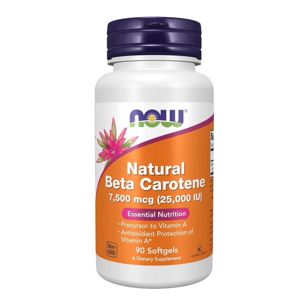 NOW Foods Supplements, Natural Beta Carotene 25 000 IE, Essential Nutrition, 90 Softgels
