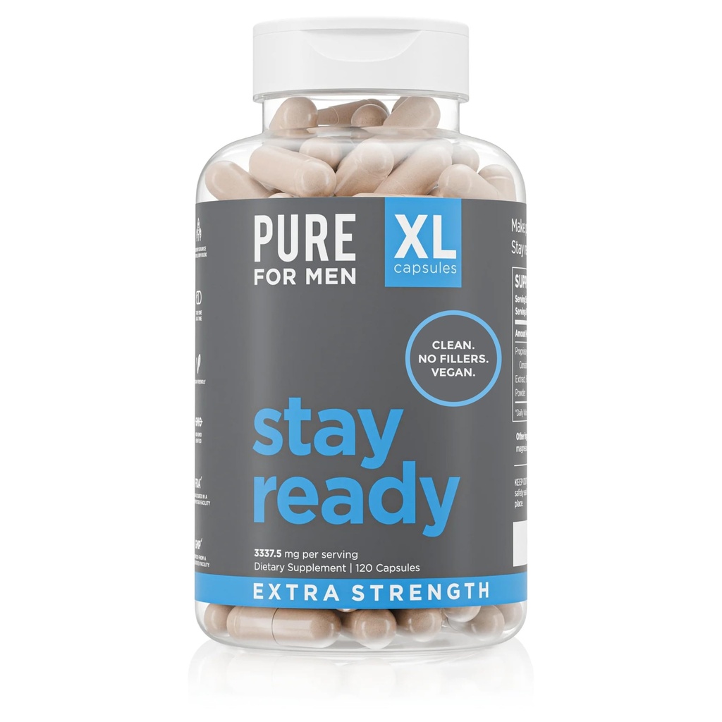 Rena för män stanna redo fiber extra styrka tillskott | Digestive Regularity | Bowel Movement & Gut Health Support | Vegan renlighet | Proprietär formel | 120 Vegan XL kapslar