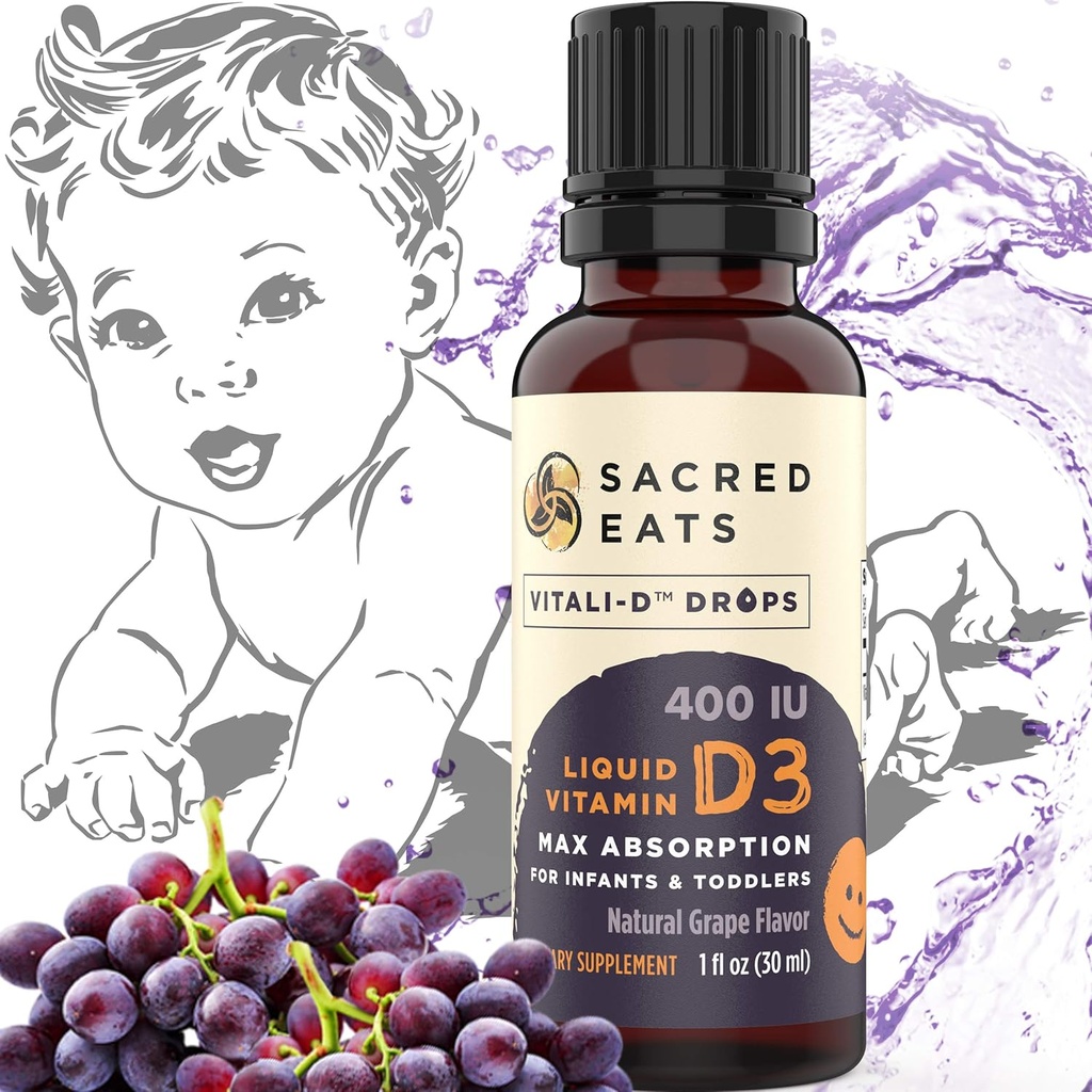 Vitamin D Drops för spädbarn - 400 IE Per Drop, Natural & Sugar Free i MCT Oil för bästa absorption. 880 portioner. Lätt att ta flytande D3 tillskott för baby & småbarn (bra)