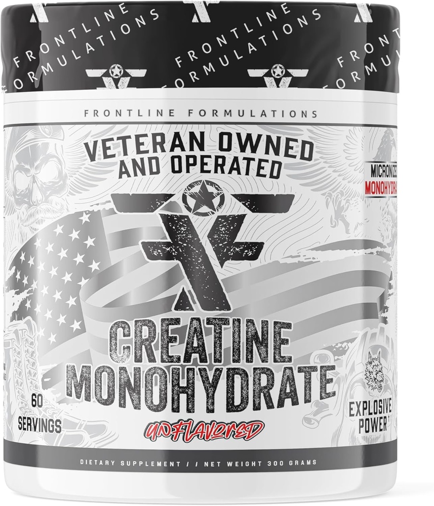 Kreatinmonohydrat, främjar Lean Muscle Growth, Unflavored, Aids Muscle Recovery, Post-Workout Supplement, Veteren Owned and Operated (60 portioner, kreatinmonohydrat)