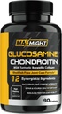 Glukosamin Chondroitin MSM Turmeric, Boswellia, 12-i-1, Joint Comfort, Mobility, Lubrication & Strength för Män Kvinnor & Senior, 90 Tab, No Shellfish