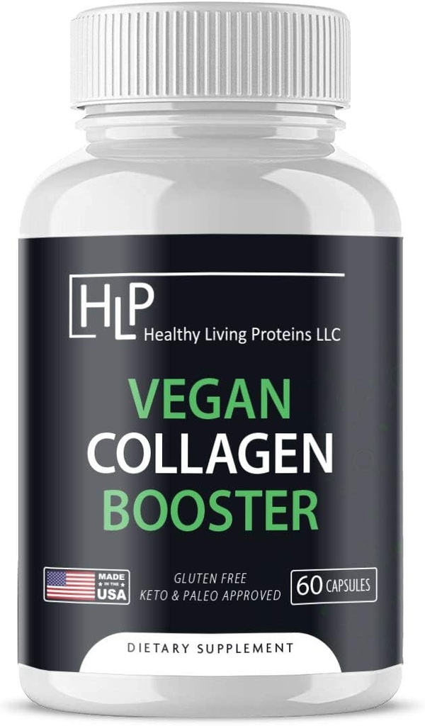 Healthy Living Proteins | Vegan Collagen Booster | Helps Support & Boost Collagen in Your System for Healthy Hair, Skin, Nails | Vegan, Vegetarian, Keto, Paleo, Gluten Free | Capsules (60 Count)