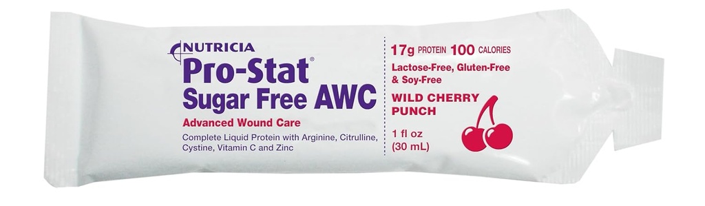 Pro-Stat AWC Sugar-Free Protein Packets, Wild Cherry Punch, 1 uns (96 greve) - Medicinsk mat för sårvård, muskelåterställning, laktos och glutenfri tillskott