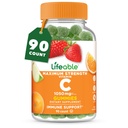 Livlig vitamin C - Great Tasting Natural Flavor Gummy Supplement - Vegetarisk GMO-Free Chewable Vitaminer - för immunstöd - 90 Gummies (1050 mg)