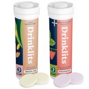 Drinklits Ginger-Lime Electrolyte Hydration & Strawberry Immunity Tablets (2) Tube Combo Pack | Stor smak - Glutenfri - Daglig användning | 20 portioner (10 tabletter per Tube)
