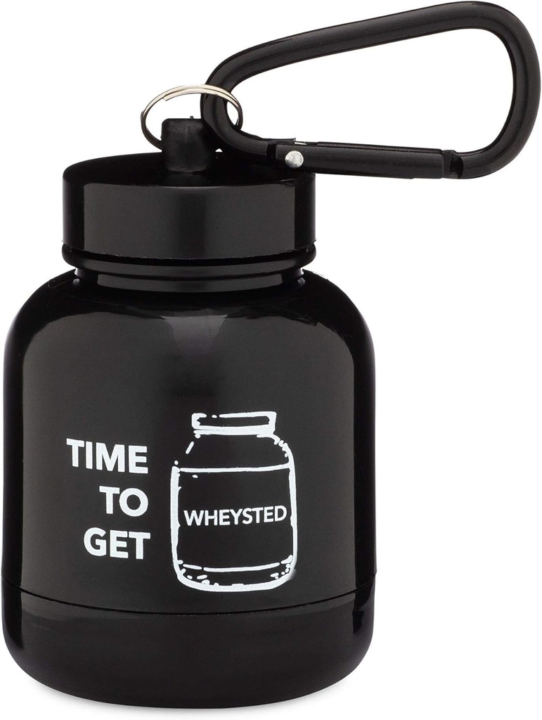 ONMYWHEY - Protein Powder & Supplement Funnel Keychain, Portable To-Go Container for The Gym, Workouts, Fitness, & Travel - TSA Approved, Time To Get Wheysted