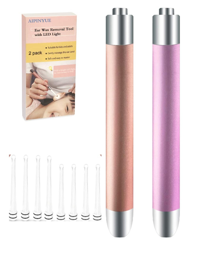 Ear Pick, Ear Wax Removal Tool,LED Lights Ear Cleaning Kit,Updated Version, Icke-Slip,Soft Safety Spoon Head,Replaceable and Easy to Clean,Safe Material