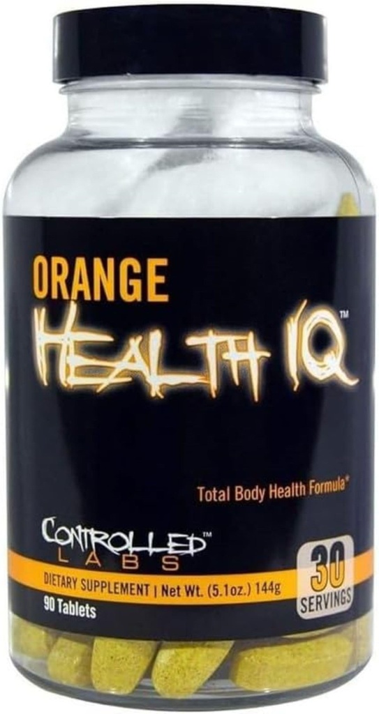 CONTROLLED LABS Orange Health IQ Daily Supplement för män och kvinnor, 90 tabletter, förbättrad uthållighet, energi, kardiofunktion i träning och sport