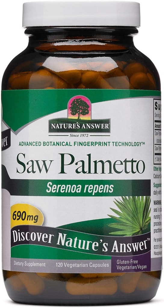 Naturens svar Saw Palmetto Prostate 690mg 120-Capsules Supplement | Prostate Support | Natural Urinary Tract Support | Främjar hårtillväxt | Enkel greve