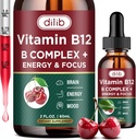 Vitamin B12 Komplex 5000 mcg | Vegan B12 flytande droppar sublinguellt tillskott | Methylcobalamin w / folat, Biotin, vitamin C, B3, B5, B6, & B8 för långvarig energi och hälsosam metabolism, 2 f. oz.