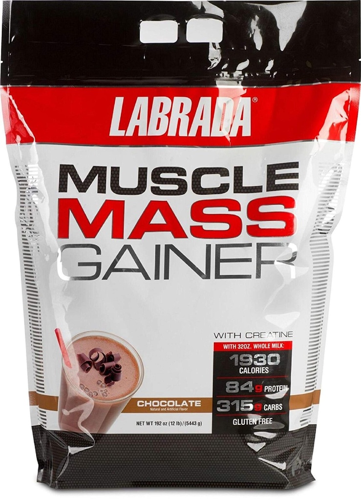 Labrada Nutrition Muscle Mass Gainer, Chocolate, 12 pund