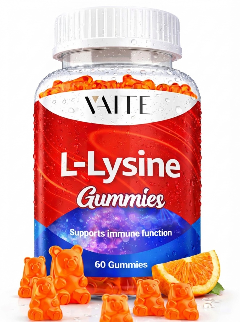 L-Lysine 1000mg Gummies - Stöder hud, läpp, Vegan, Gluten Free, vitaminer för vuxna Tissue Health & Immune System, Chewables, Amino Acid Vitamin Supplement & Complex Supplements, Icke-GMO