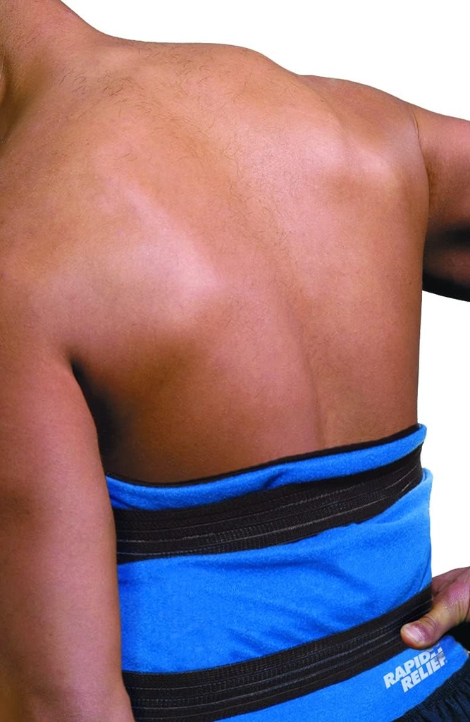 Rapid Relief Deluxe Reusable Hot och Cold Compress - Large Flexible Ice Pack Hot Cold Therapy Pack för rygg och kroppssmärta med justerbar rem, frys eller mikrovågsugn