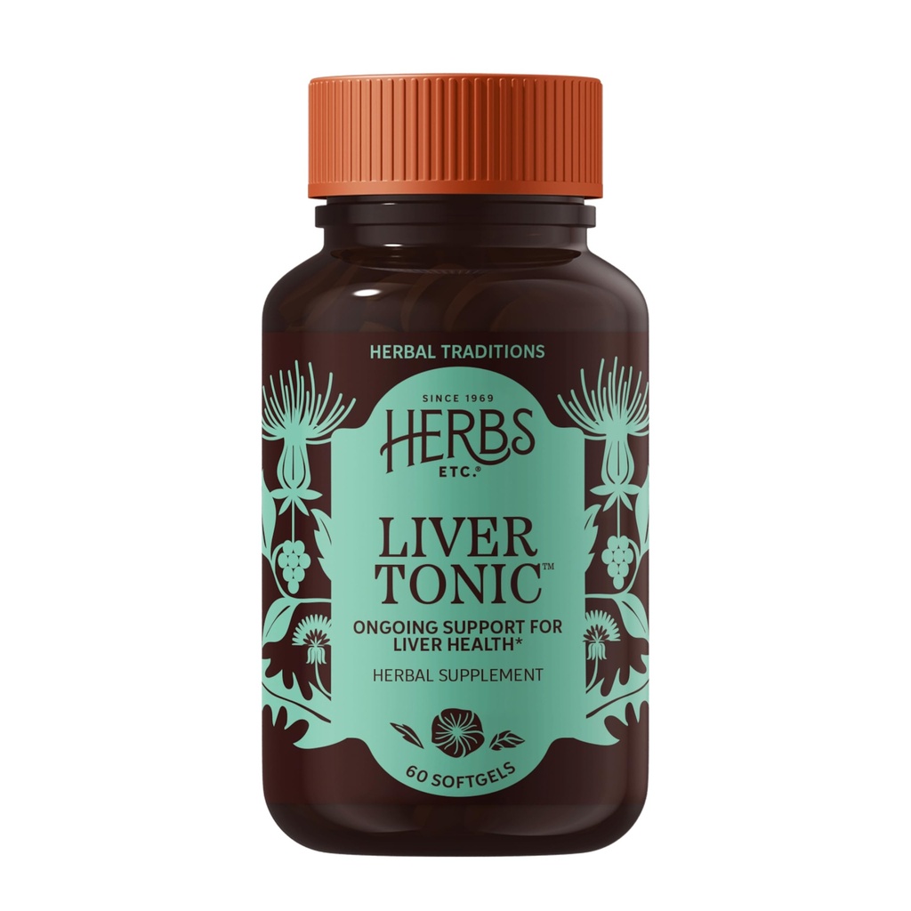 Herbs Etc. Liver Tonic - Gallbladder Health Supplement med Herbal Formel - Aid Overall Liver Health med mjölk Thistle, Schisandra & Oregon Grape - Stöd en hälsosam lever - 60 Softgels