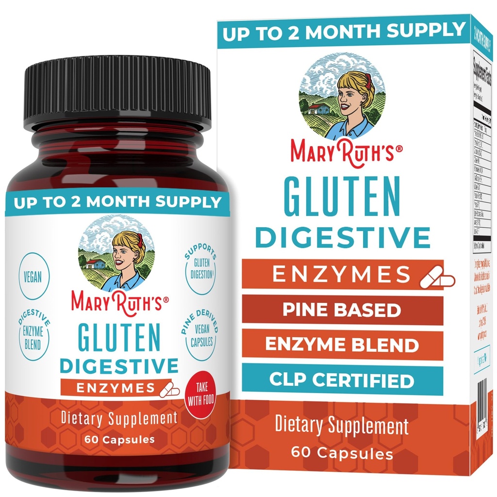 MaryRuth Organics Gluten Enzymes Capsules | Enzym Supplement för Gut Health Support | Gluten Digestion | & Nutrient Absorption | Vegan | Gluten Free | 60 Räkna