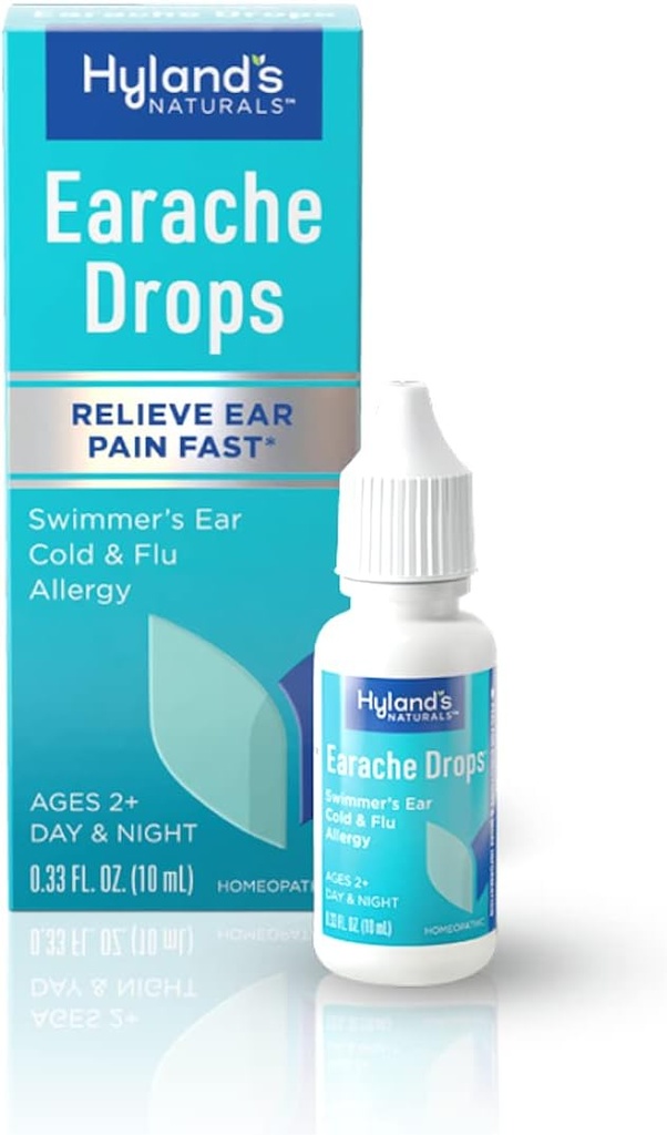 Hylands Earache Drops, Natural Relief of Cold and Flu, White, 0,33 Fl Oz