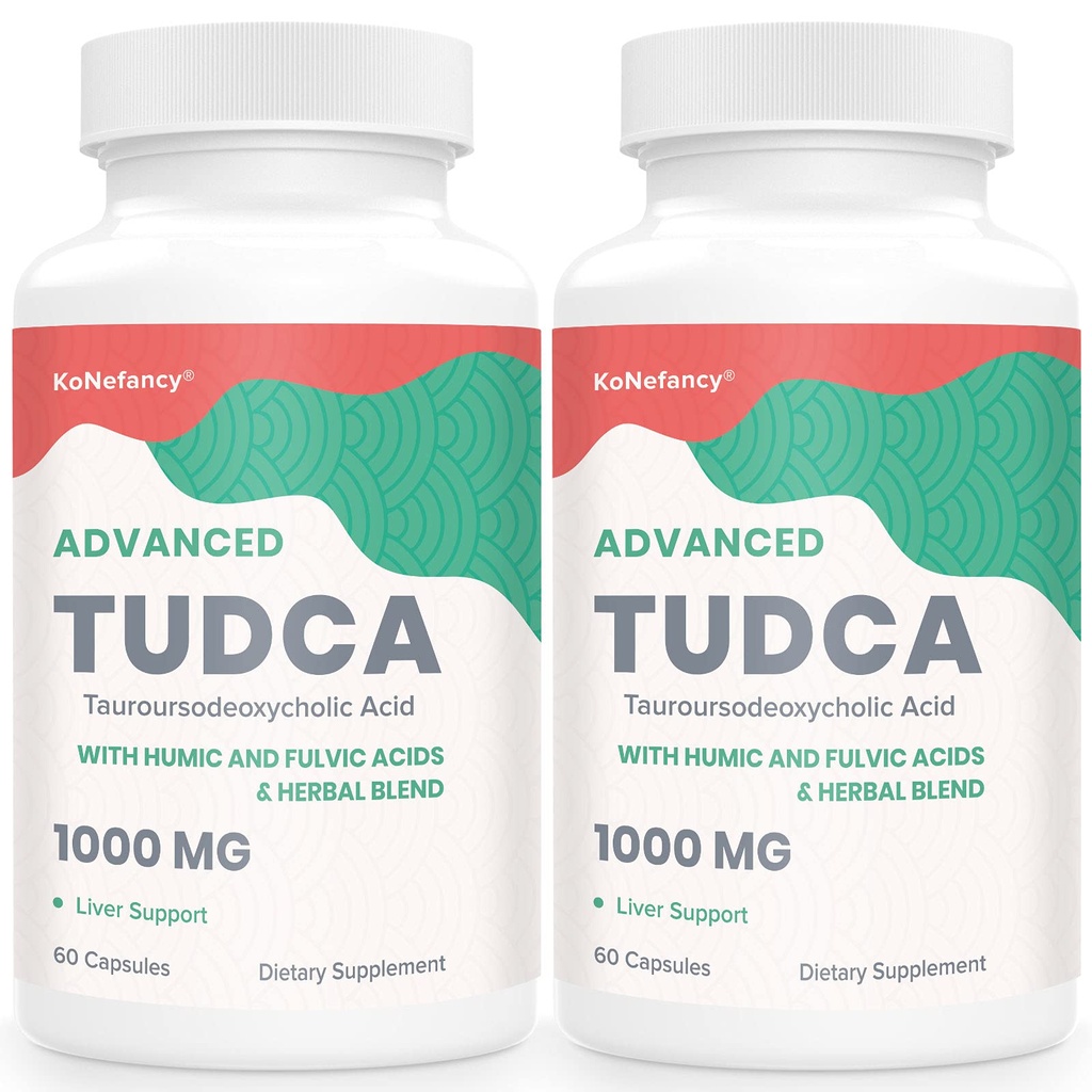 TUDCA Lever Supplements 1000 mg-Bile Salts for Liver Cleanse Detox-Milk Thistle Herbal Blend med Fulvic och Humic Acid för lever,Digestive Health,120 Vegan kapslar