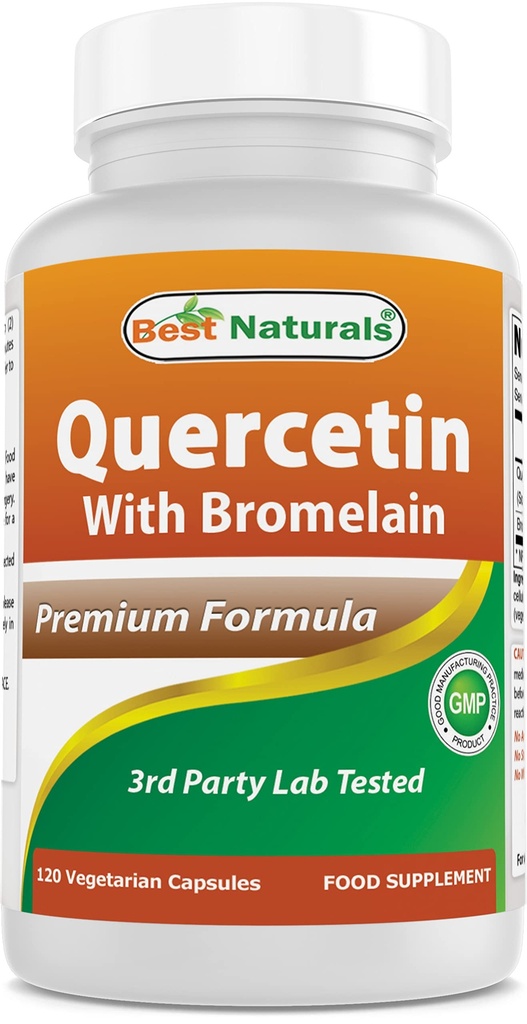 Bästa Naturals Quercetin med Bromelain Veggie Capsule - 800mg Quercetin & 165 mg Bromelain (2400 GDU/g), 120 greve