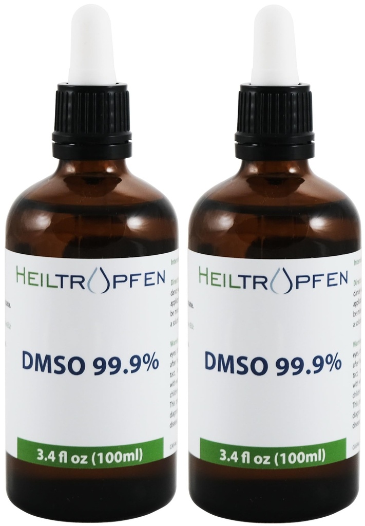 2X DMSO 99,9% Pharma kvalitet ingredienser | Låg lukt - Dimethyl sulfoxid vätska | 2X 3,4 Oz - 2X 100 ml | Hög renhet | Set av två | Heiltropfen®