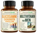 Glukosamin chindroitin gurkmeja MSM + Mäns multivitamin 2-flaska tilläggsbunt för honom. gemensam hälsa, inflammatoriskt svar, immunstöd, antioxidantegenskaper