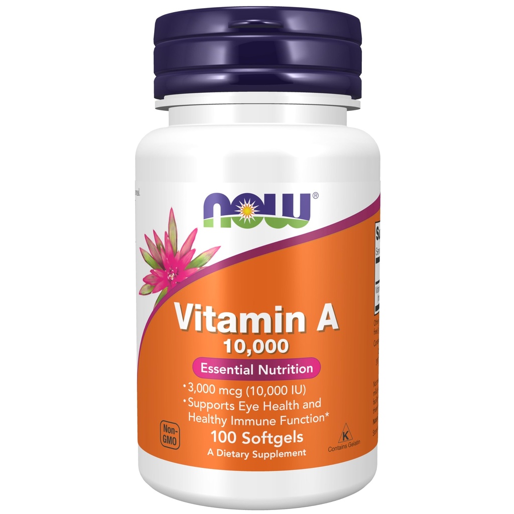 Nu tillskott, vitamin A 10 000 IE, Eye Health *, Essential Nutrition, 100 Softgels