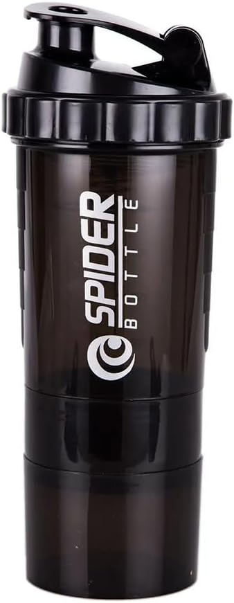 5 I 1 Protein Shaker Bottle - Professional Series Shaker Bottle för Protein Shakes och Pre Workout Gym Bottle, Med Powder Storage,Pill Tray,Mixing Ball, Shakes Cup (svart)