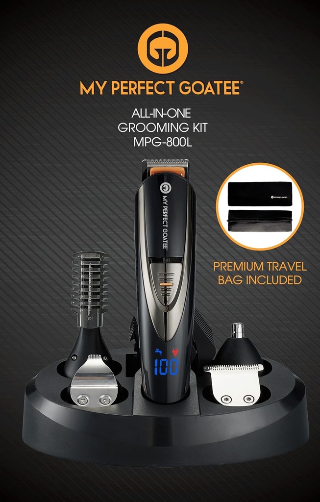 Min perfekta gete 13-i-1 Mens Grooming Kit - LED Display Beard Trimming Kit med Travel Bag, Charging Stand & More - Vattentät, Cordless Electric Trimmer för näsa, kropp och mer - Idealisk presentuppsättning