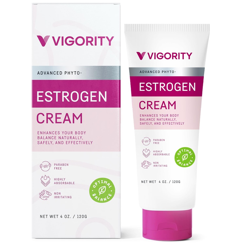Östrogen Cream för kvinnor, naturlig bioidentisk, heta blinkar Menopause Relief, östrogen Cream med Wild Yam, Menstrual Cycle & Body Balance Support, hjälper till att minska heta blinkar, Paraben-Free, Vegan, 3-månaders leverans (4 Oz)