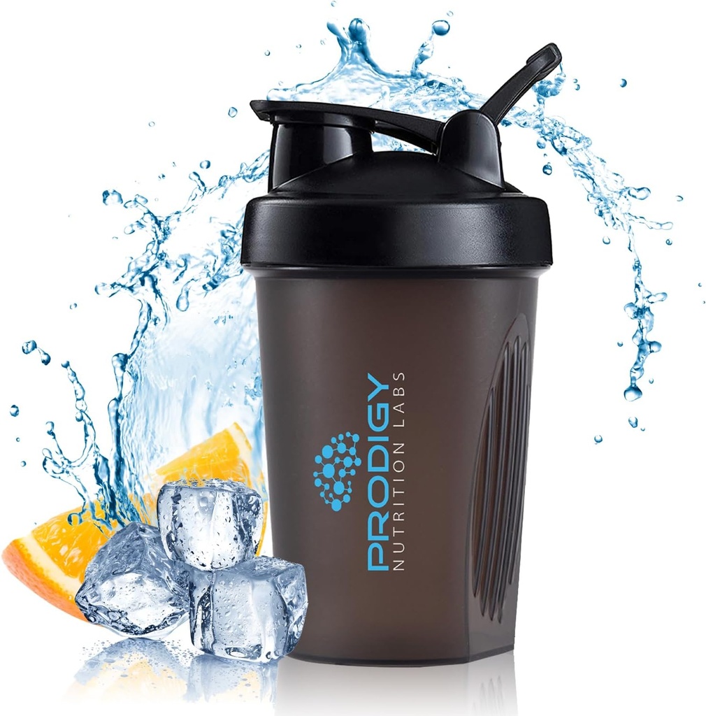 Prodigy Nutrition Labs Premium Shaker Bottle Perfekt för Protein Shakes och Pre Workout -14 Ounce (Black)