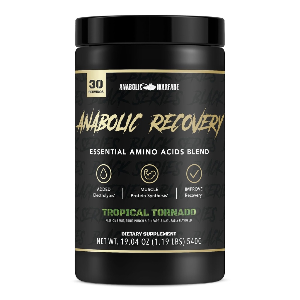 Anabola återhämtning, viktiga aminosyror, Post Workout Recovery, Premium Hydration, Build Muscle * (Tropisk Tornado, 30 portioner)