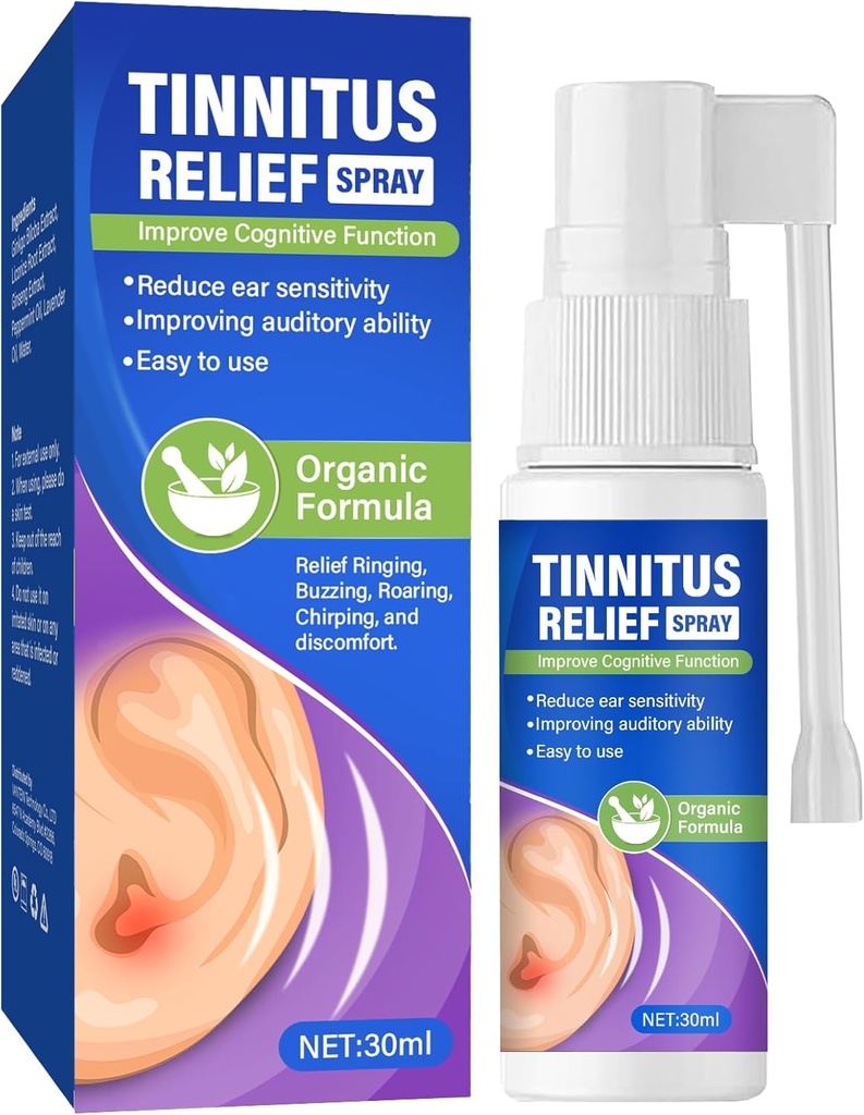 Tinnitus Rêliêf för Ringing Ears, Effective Tinnitus Rêliêf Spray för Tinnitus Behandling, Ear Wax Removal Spray för Rêliêves Tinnitus, Ear Back, Ear Discomfort och Earache, 30 ml