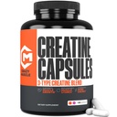 Kreatinkapslar, 5g Premium 3X ThreeAtine Pre Workout Bulk Muscle Mass Gainer, Hög Absorption Lätt att ta kreatinmonohydratpiller Alternativ Optimum Performance för Män Kvinnor, 180 kapslar