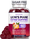 Sugar Free Lions Mane Supplement Gummies med KSM-66 Ashwagandha - Nootropic Supplement for Cognition, Brain Fog, Mental Clarity, Focus & Stress Support - Natural Berry Flavor, Vegan, Made in USA