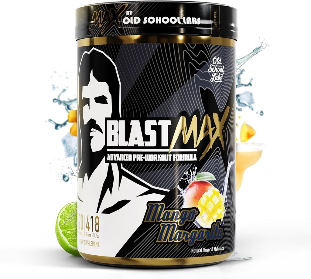 BLAST MAX - High-Stim Pre-Workout Powder - högt hyllade fullt staplade Pre Workout Energy Drink för Max Endurance, Max Pumps, Max Focus och Max Power - Sugar-Free Mango Margarita Flavor - 418g