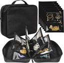 Travel Jewelry Organizer Case, Jewelry Bags Jewelry Storage Book Binder med Clear Zipper Velvet Pouch för resor, örhängen, ringar, halsband, armband