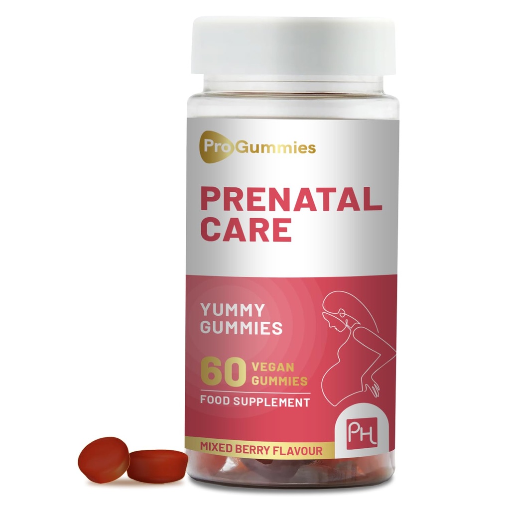Prenatal Care Gummies | 60 Vegan Pro Gummies | Yummy Gummies med viktiga prenatala vitaminer och mineraler | 400mcg folsyra | Graviditet Vitaminer för kvinnor genom att på samma sätt