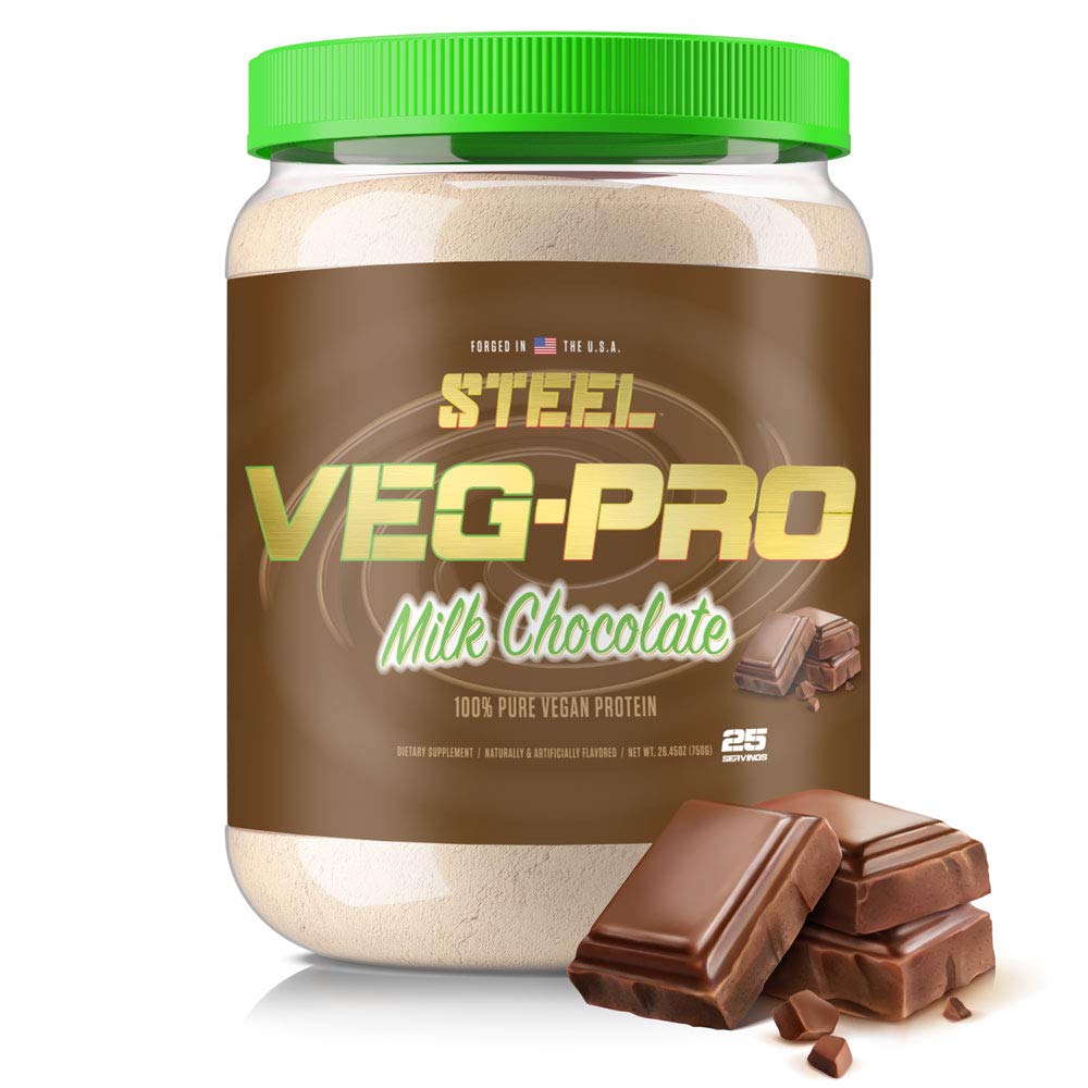 Steel Supplements Veg-PRO | Vegan proteinpulver, mjölkchoklad | 25 portioner (1.65lbs) | Proteinpulver med BCAA Aminosyra | Glutenfri | Non Dairy | Low Carb Formula