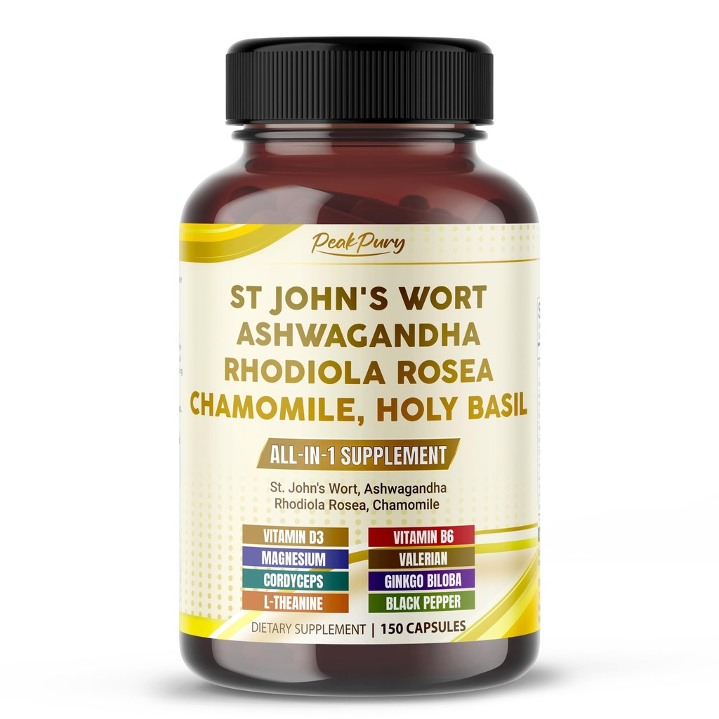 St John's Wort Ashwagandha Rhodiola Rosea Chamomile - Made in USA