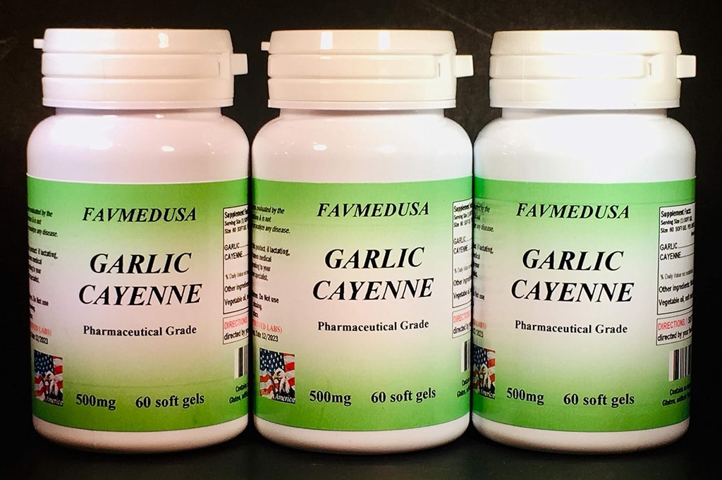Garlic Cayenne, tillverkad i USA - 180 (3x60) mjukgels