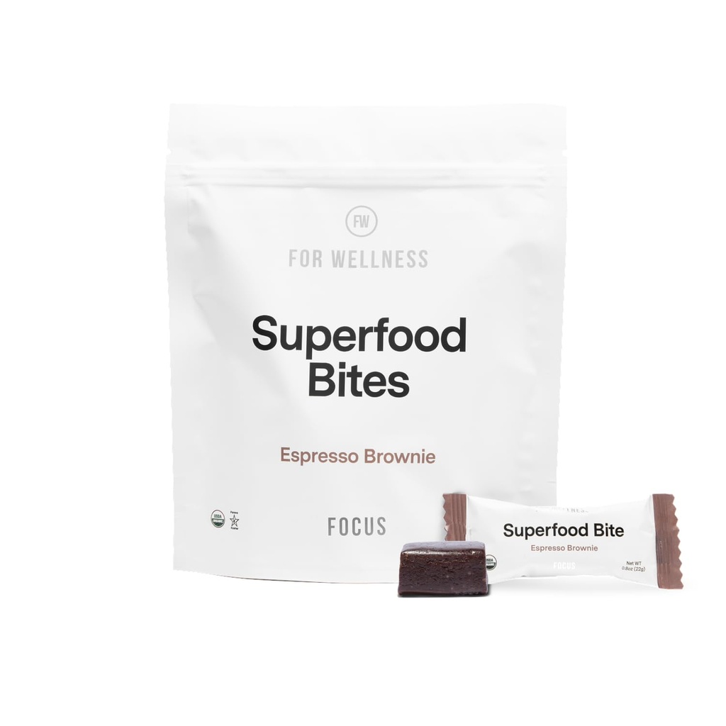 För Wellness Superfood Focus Bites (20 Count), Cocoa Espresso Brownie - Reducerar trötthet, förbättrar matsmältningen och stödhjärnfunktionen