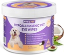 HICC PET Eyes Wipes for Dogs & Cats, Vet-Recommended Dog Eye Infection Treatment, Gently Remove Tear Stain, Debris, Discharge - Hypoallergenic Pet Eye Wash Cleaner för ögon, rynkor, ansikte - 100pcs