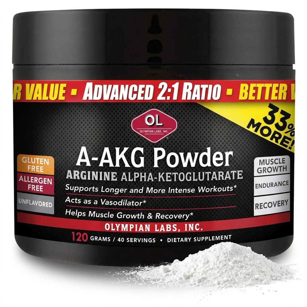 Olympian Labs PSN A-AKG pulver för Mäns hälsa, energi och sport näringsprestanda, 40-3g portioner, 120 Gram Jar