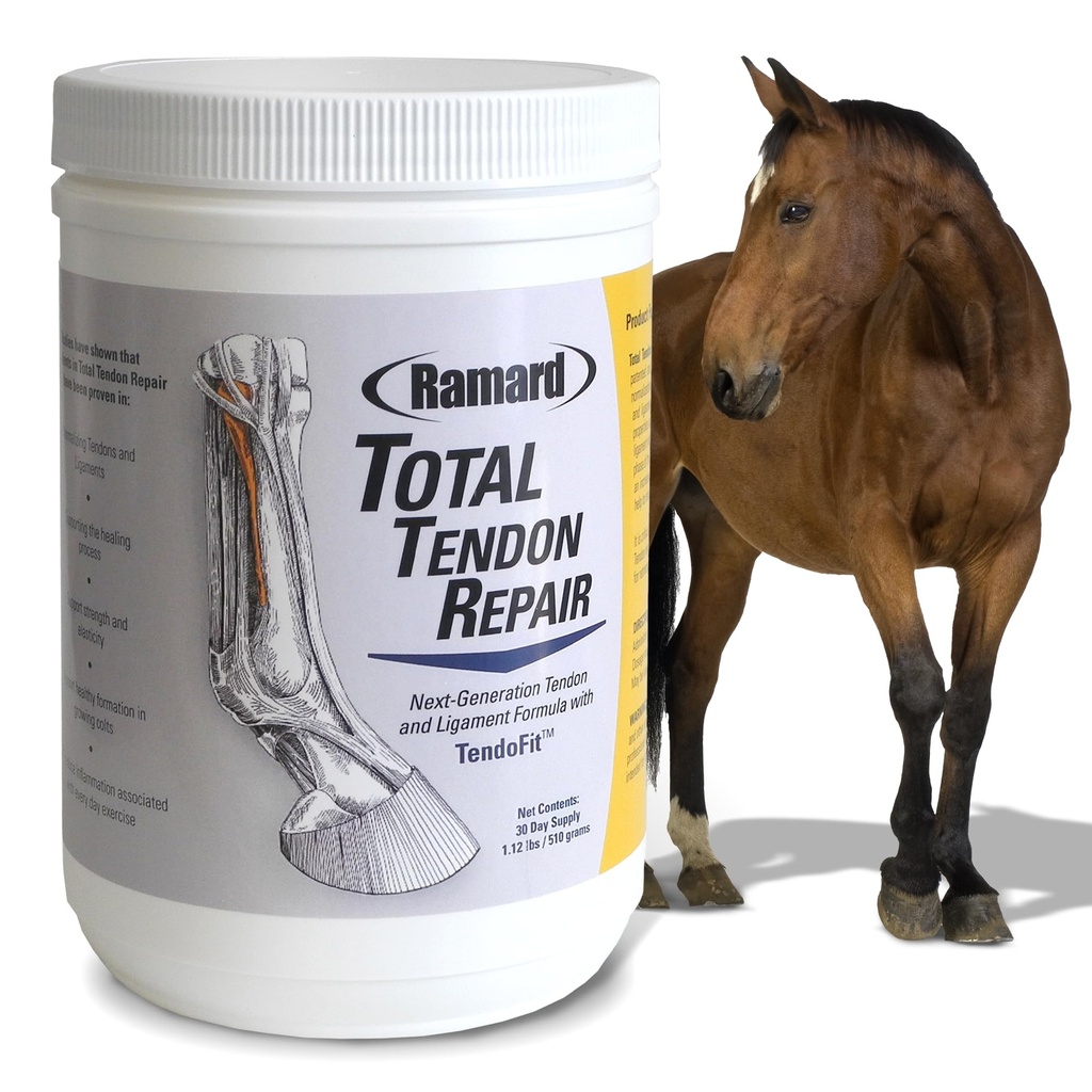 Ramard Total Tendon Repair - Avancerad pulvertillskott med C-vitamin, Collagen och MSM för Horse Joint, Ligament och Tendon Support - Tillskott för elasticitet och styrka - 30 dagars leverans