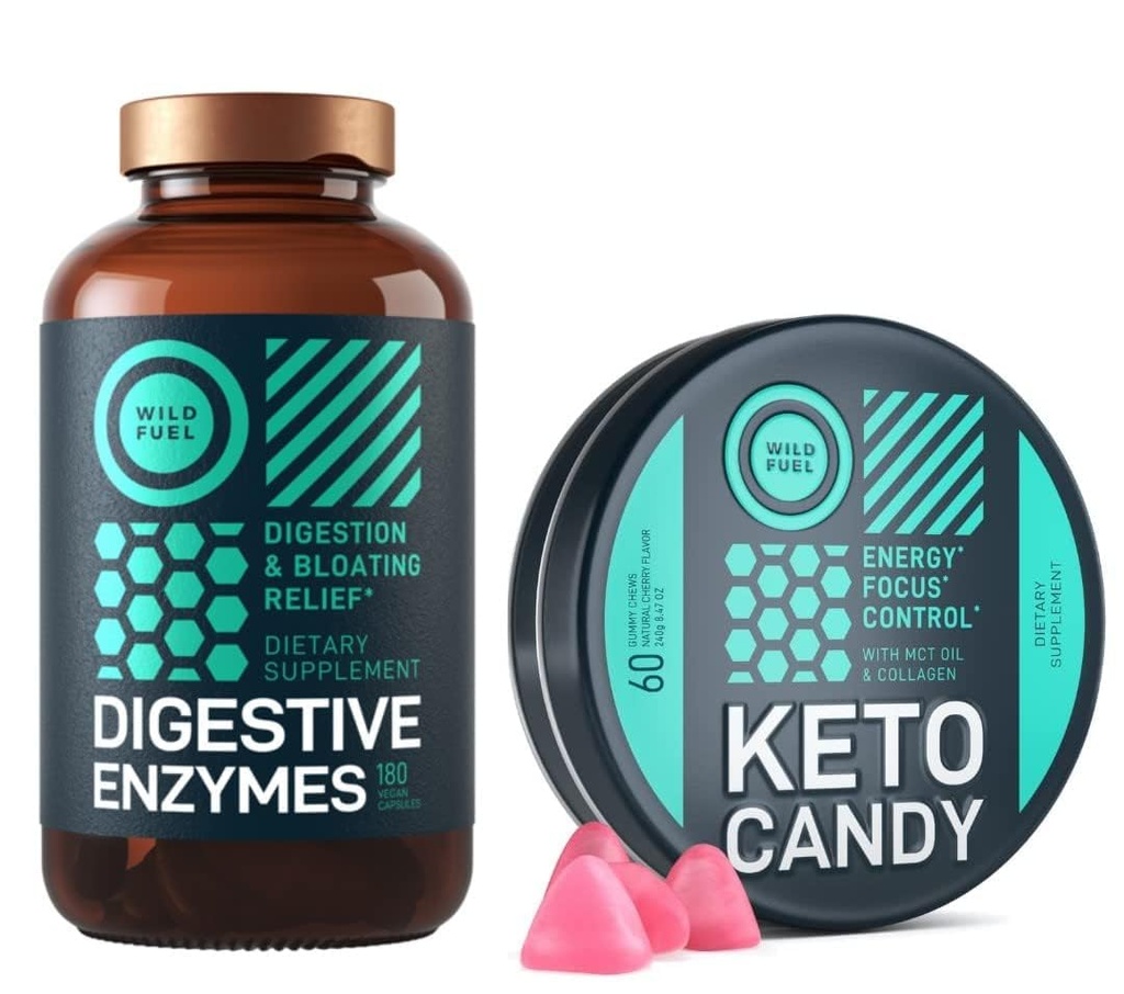 WILD FUEL Keto Candy med MCT Oil och Collagen och Digestive Enzymes med probiotiska och prebiotiska Bundle