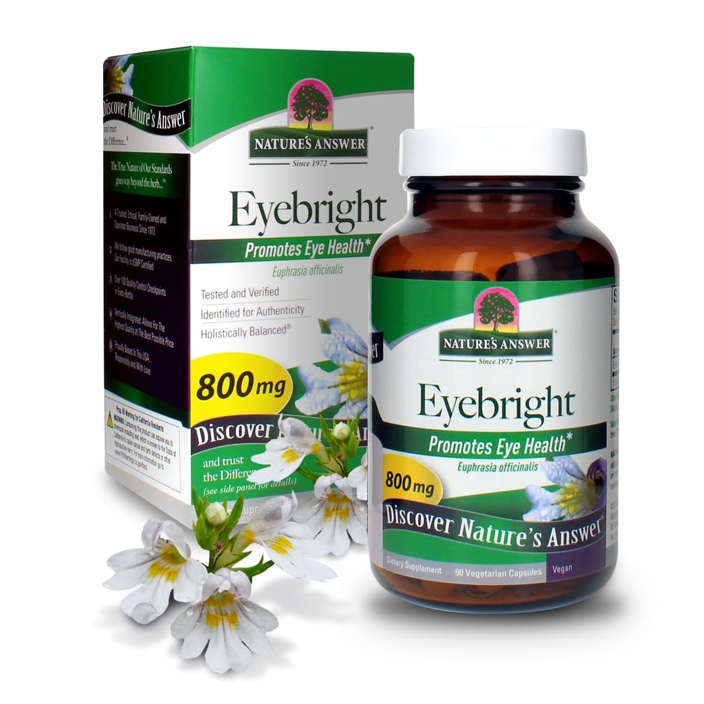 Naturens svar Eyebright Herb Capsule Supplement, 90-Count | Stöder hälsosamma ögon och vision | Främjar andningsfunktion