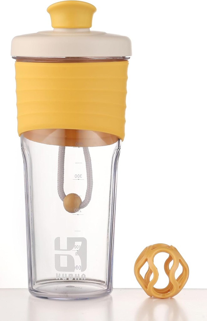 2nd Generation Shaker Bottle för protein med blandning boll - Perfekt för träning och utomhusbruk, 24-åringar Whey Protein Shaker med tydlig mätning (Orang)
