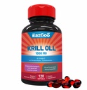 Antarctic Krill Oil 1000mg, Omega 3 Supplement, EPA, DHA, Fosfolipider och Astaxanthin- 120 Softgels