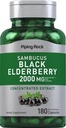 Piping Rock Elderberry Capsules | 2000 mg | 180 piller | Sambucus Herbal Extract Supplement | Koncentrerad extrakt | Non-GMO, Gluten Free